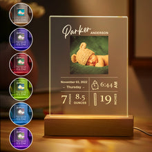 Load image into Gallery viewer, Custom Baby Birth Info Night Light – Personalized Photo Acrylic Newborn Keepsake