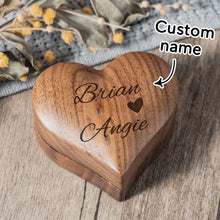 Load image into Gallery viewer, Personalized Wooden Heart Ring Box for Proposals and Engagements