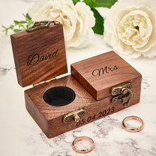 Load image into Gallery viewer, Personalized Wooden Double Ring Bearer Box