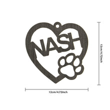 Load image into Gallery viewer, Personalized Wood Heart Dog Paw Name Christmas Ornament