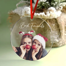 Load image into Gallery viewer, Personalized Photo Christmas Ornament with Custom Text