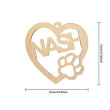 Load image into Gallery viewer, Personalized Wood Heart Dog Paw Name Christmas Ornament