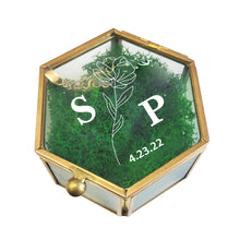 Load image into Gallery viewer, Personalized Hexagon Glass Ring Box with Initials and Date