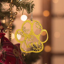 Load image into Gallery viewer, Personalized Wood Pet Paw Christmas Ornament