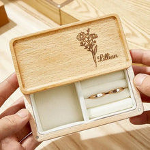 Load image into Gallery viewer, Personalized Birth Flower Jewelry Box with Custom Name – Gift for Her