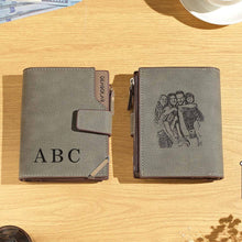 Load image into Gallery viewer, Personalized Photo Men’s Foldable Leather Wallet with Custom Text