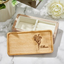 Load image into Gallery viewer, Personalized Birth Flower Jewelry Box with Custom Name – Gift for Her
