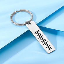 Load image into Gallery viewer, Personalized Stainless Steel Music Keychain with Single-Side Engraved Scannable Code