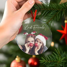 Load image into Gallery viewer, Personalized Photo Christmas Ornament with Custom Text