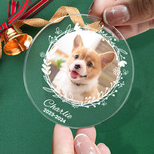 Load image into Gallery viewer, Personalized Pet Photo Christmas Ornament with Dog Name | Christmas Gift for Pet Lovers