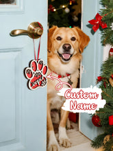 Load image into Gallery viewer, Personalized Dog Paw Snowflake Ornament – Custom Name Christmas Tree Decoration