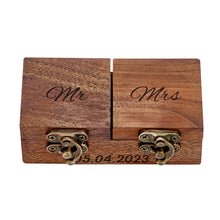 Load image into Gallery viewer, Personalized Wooden Double Ring Bearer Box
