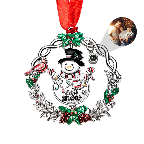 Personalized Photo Snowman Projection Ornament – 2025 Christmas Tree Decoration