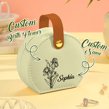 Load image into Gallery viewer, Personalized Birth Flower PU Leather Jewelry Box with Name – Gift for Her