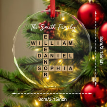 Load image into Gallery viewer, Personalized Name Wordoku Glass Ornament – Custom Letter Sudoku Christmas Decoration