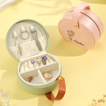 Load image into Gallery viewer, Personalized Birth Flower PU Leather Jewelry Box with Name – Birthday Gift for Her