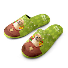 Load image into Gallery viewer, Custom Christmas Cotton Slippers – Personalized Photo Gift Bag Pattern House Shoes