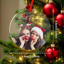 Load image into Gallery viewer, Personalized Photo Christmas Ornament with Custom Text