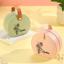 Load image into Gallery viewer, Personalized Birth Flower PU Leather Jewelry Box with Name – Gift for Her