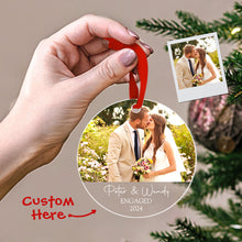 Load image into Gallery viewer, Personalized Engagement Photo Ornament – Christmas Gift for Couples
