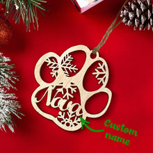 Load image into Gallery viewer, Personalized Wood Pet Paw Christmas Ornament