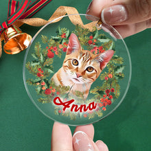 Load image into Gallery viewer, Personalized Pet Photo Christmas Ornament with Name