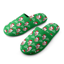Load image into Gallery viewer, Custom Unisex Christmas Slippers – Personalized Green Cotton House Slippers