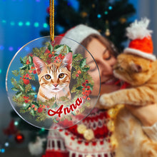 Load image into Gallery viewer, Personalized Pet Photo Christmas Ornament with Name