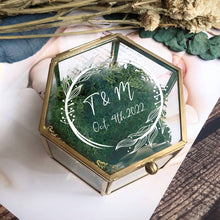 Load image into Gallery viewer, Personalized Hexagon Glass Ring Box with Initials and Date