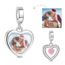 Load image into Gallery viewer, Personalized Custom Photo Dangle Heart Charm for Bracelet Jewelry Making