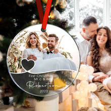 Load image into Gallery viewer, Personalized First Christmas Photo Ornament – Couples Keepsake