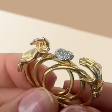 Load image into Gallery viewer, Open Hands Heart Ring – Bronze Claddagh-Style Couple Band