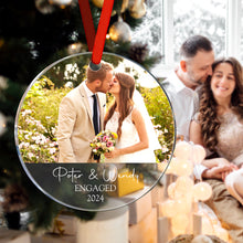 Load image into Gallery viewer, Personalized Engagement Photo Ornament – Christmas Gift for Couples