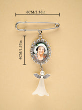 Load image into Gallery viewer, Personalized Angel Wings Photo Charm Brooch – Wedding Memorial Gift for Bride