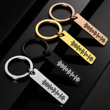 Load image into Gallery viewer, Personalized Stainless Steel Music Keychain with Single-Side Engraved Scannable Code