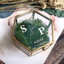 Load image into Gallery viewer, Personalized Hexagon Glass Ring Box with Initials and Date
