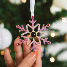 Load image into Gallery viewer, Personalized Pink Snowflake Photo Projection Ornament – Christmas Gift