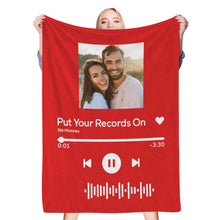 Load image into Gallery viewer, Custom Scannable Music Code Photo Fleece Blanket – 4 Colors