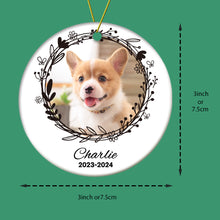 Load image into Gallery viewer, Personalized Pet Photo Christmas Ornament with Dog Name | Christmas Gift for Pet Lovers