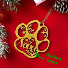 Load image into Gallery viewer, Personalized Wood Pet Paw Christmas Ornament