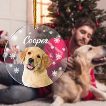 Load image into Gallery viewer, Personalized Pet Photo Christmas Ornament with Name | Gift for Pet Lovers
