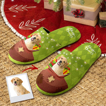 Load image into Gallery viewer, Custom Christmas Cotton Slippers – Personalized Photo Gift Bag Pattern House Shoes