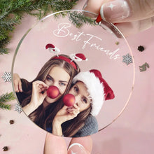 Load image into Gallery viewer, Personalized Photo Christmas Ornament with Custom Text