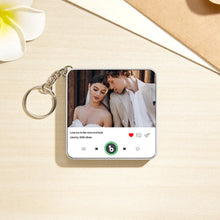 Load image into Gallery viewer, FridgeBeats Custom Photo & Text Music Keychain – Playable Music Box Bag Charm