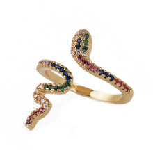 Load image into Gallery viewer, Adjustable Zircon Snake Ring – Copper