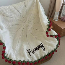 Load image into Gallery viewer, Custom Name Hand-Knitted Rose Blanket – Ready-Made Mother’s Day Gift (80–150 cm)