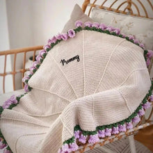 Load image into Gallery viewer, Custom Name Hand-Knitted Rose Blanket – Ready-Made Mother’s Day Gift (80–150 cm)