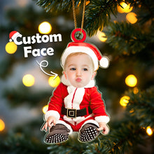 Load image into Gallery viewer, Custom Baby Face Santa Outfit Ornament – Personalized Christmas Keepsake