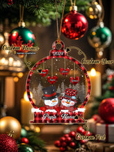 Load image into Gallery viewer, Personalized Snowman Family Name Christmas Ornament – Snowball Family Gift