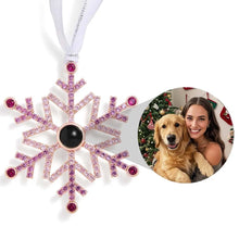 Load image into Gallery viewer, Personalized Pink Snowflake Photo Projection Ornament – Christmas Gift